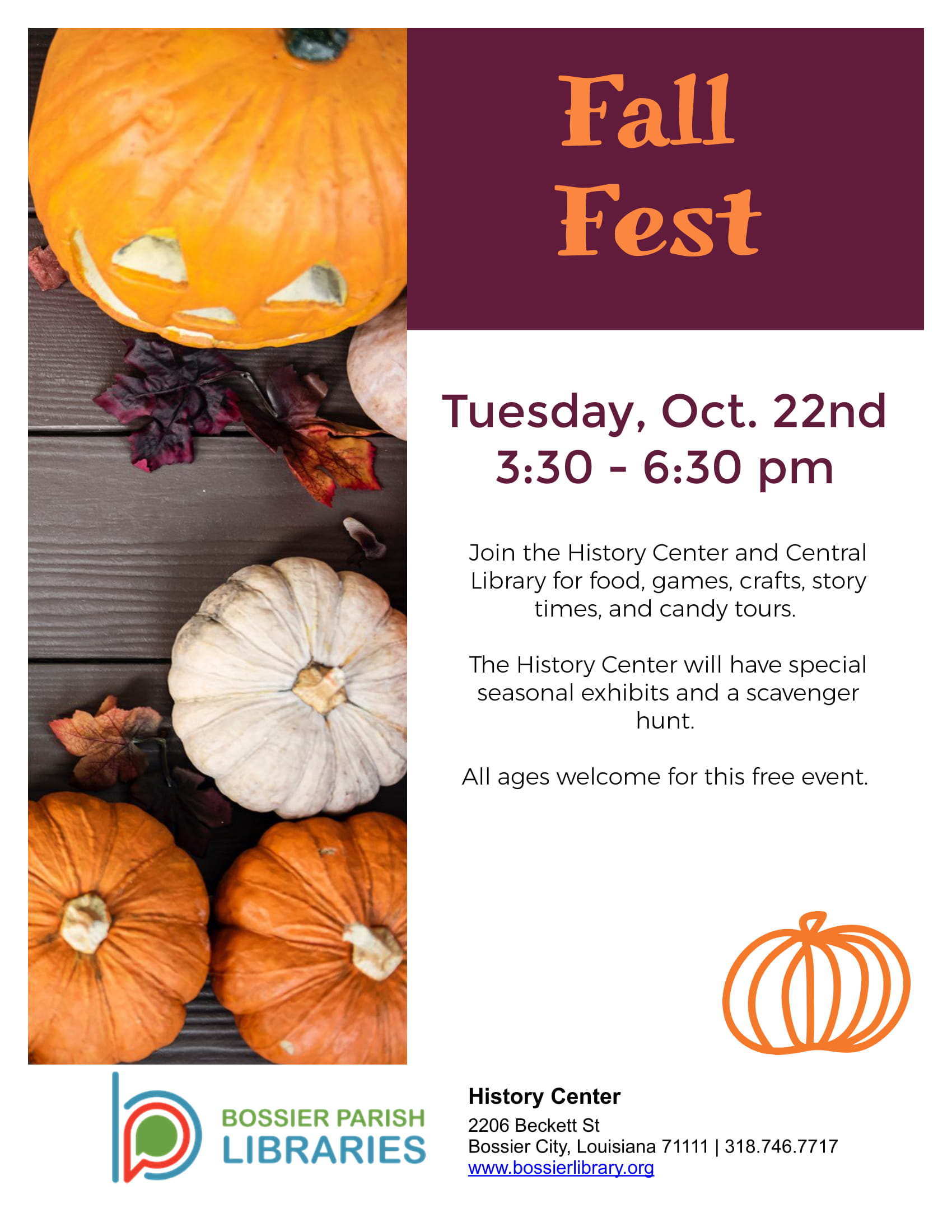 Flyer for Fall Fest, pumpkins 