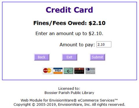 Pay Fees/Fines Window